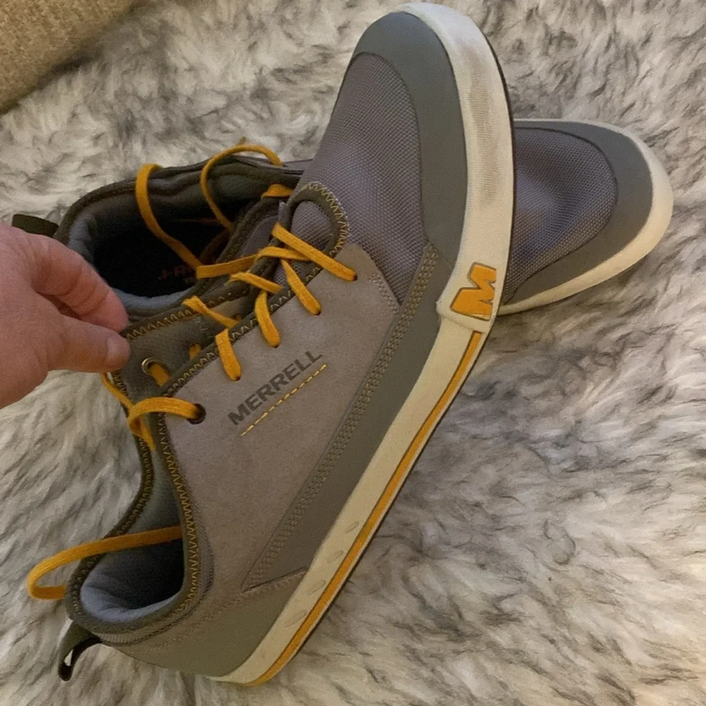 Merrell Gray with Mustard Accent Low-Top Sneakers